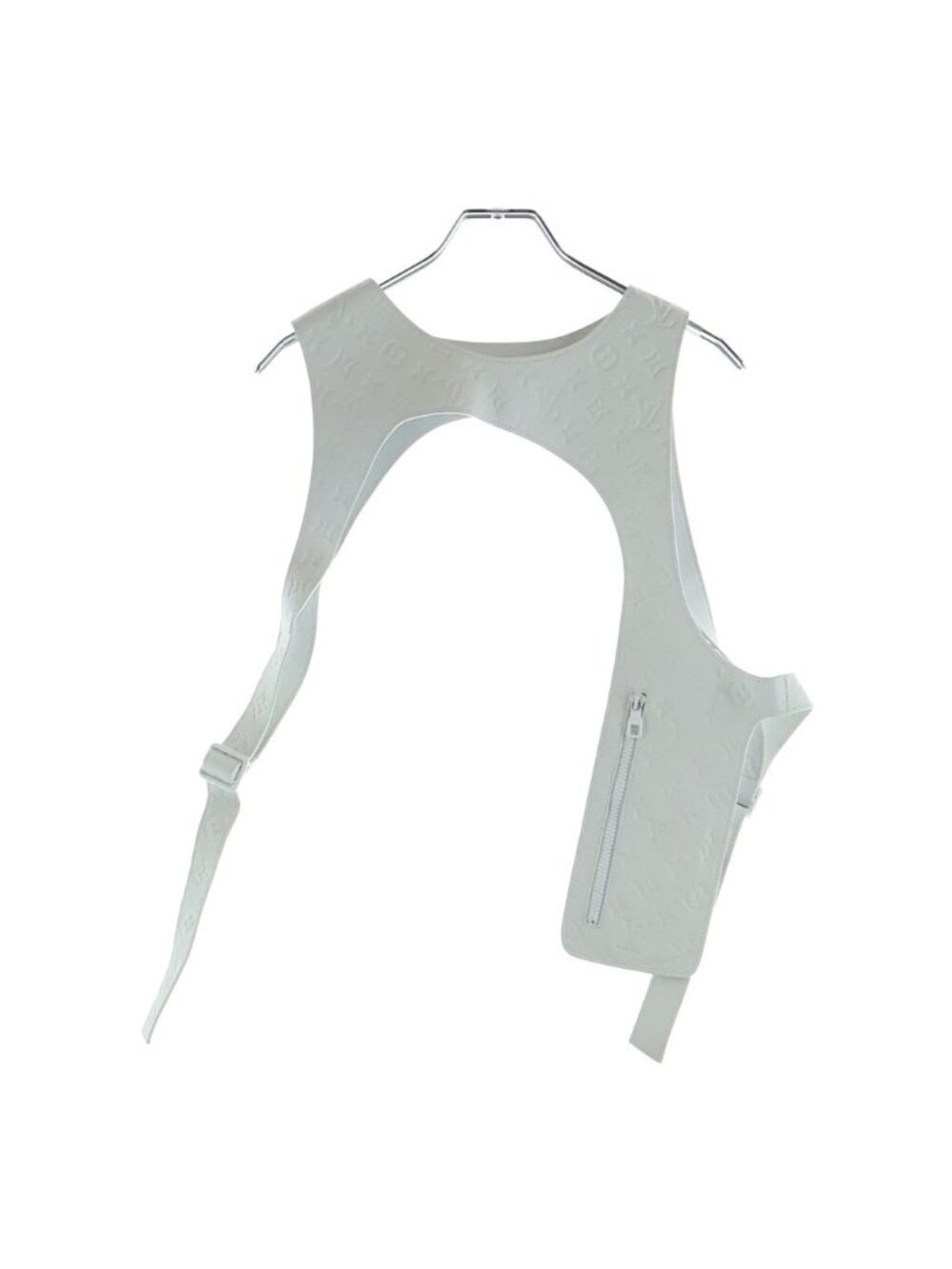 Louis Vuitton Monogram Embossed Gray Leather Cutaway Vest White